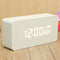 USB Voice Control Wooden Wooden Rectangle Temperature LED Digital Alarm Clock Humidity Thermometer