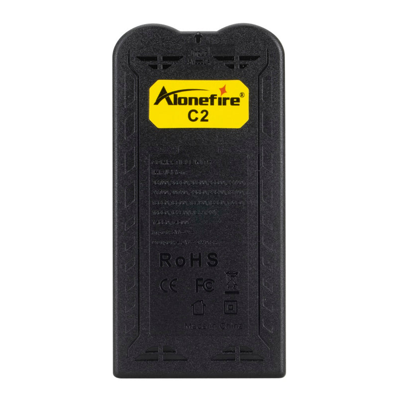 Alonefire C2 3.7V 2 Slot Battery Charger Universal Smart Chargering for Rechargeable Batteries Li-ion 18650 26650 14500