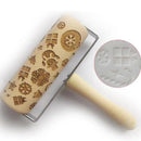 Push-Style Christmas Printed Embossing Rolling Pin Cookie Dough Stick Tool Baking Noodle Cake Engraved Roller
