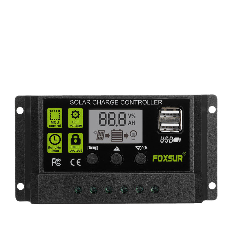 10/20/30A 12V/24V Solar Controller Auto-Adaptive LCD Display PWM Solar Charge Controller Solar Panel Charge Controller