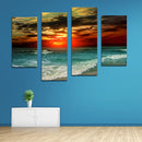 Miico Hand Painted Four Combination Decorative Paintings Beach Sunset Wall Art For Home Decoration