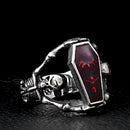 Retro Gothic Titanium Steel Men Ring Vampire Coffin Punk Halloween Gift for Men