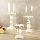 Nordic White Metal Candle Holder Glass Head Iron Candlestick Home Wedding Decor
