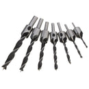 7pcs 3mm-10mm 5 Flutes Countersink Drill Bit Set HSS Carpentry Reamer Woodworking Chamfer Drill