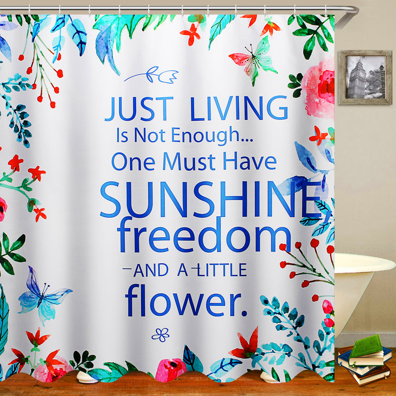 Sunshine Waterproof Bathroom Shower Curtain Toilet Cover Mat Non-Slip Rug Set