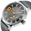 MINI FOCUS MF0154G Military Style Calendar Color Dial Men Wrist Watch Leather Strap Quartz Watch