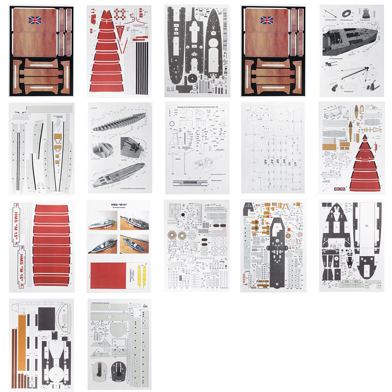 1:100 British Royal Navy HMS M15 M15-class Monitor DIY Handcraft Paper Model Kit Education Toys