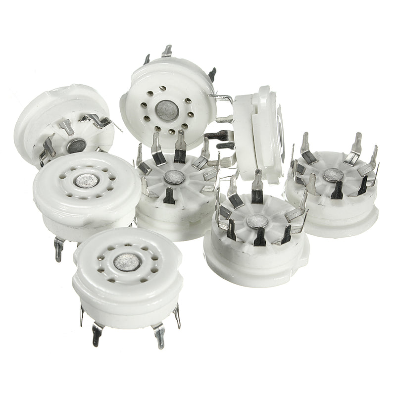 8pcs 9Pin PCB Ceramic Vacuum Tube Socket Valve Base 12AX7 12AU7 ECC83 DIY Parts