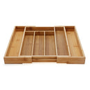 Bamboo Expandable Wooden Cutlery Tray Holder Tidy Retractable Drawer Organizer Kitchen Storage Container