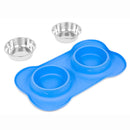 Dog Pet Bowl Stainless Steel No Spill Silicone Mat Pet Water Food Dish