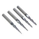 4pcs R0.25/R0.5/R0.75/R1.0mm 2 Flute Carbide Tapered End Mill Ball Nose Cutting Tool