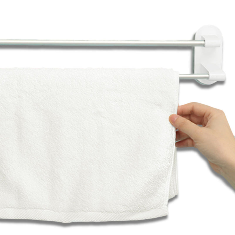8H Towel Rack Holder WHITE 3M Tape Double Rod Storage