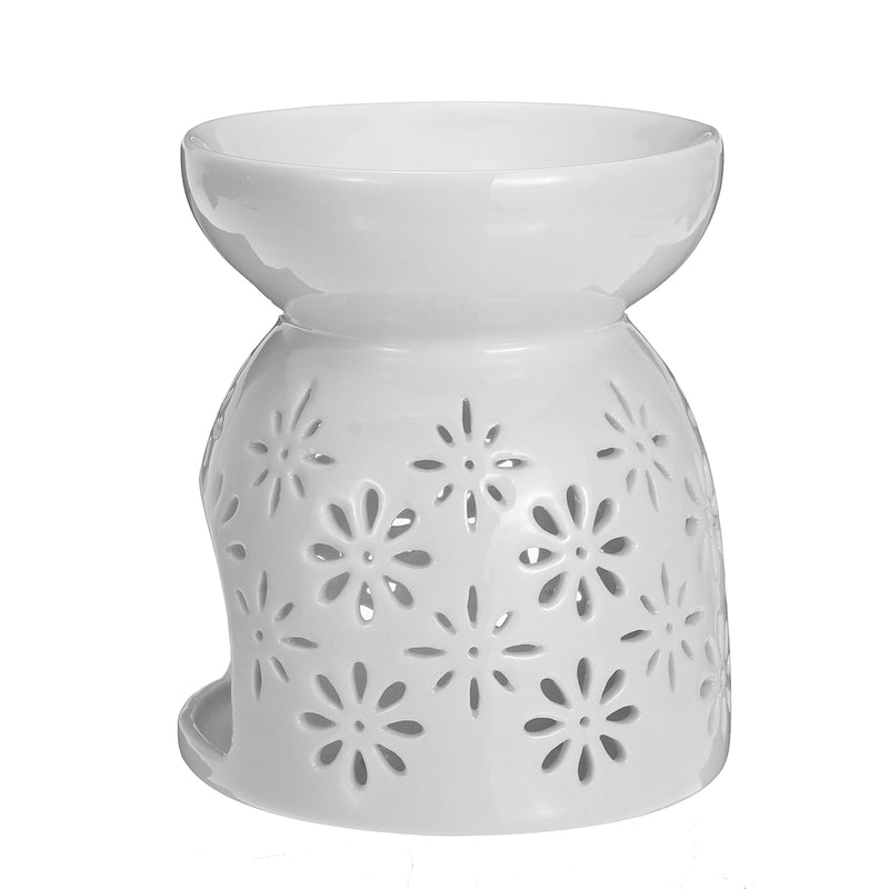 Ceramic Candle Holder Oil Incense Burner Wax Melt Warmer Daisy Design Tealight
