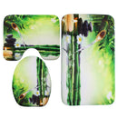 71" x 71" Waterproof Fiber Bathroom Shower Curtain Toilet Cover Non-Slip Rug Mat