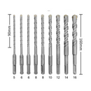 Drillpro 9Pcs Carbide Tipped Cross Head 5-16mm Electric Hammer SDS Shank Drill Bit Set Concrete Masonry Drill Bits
