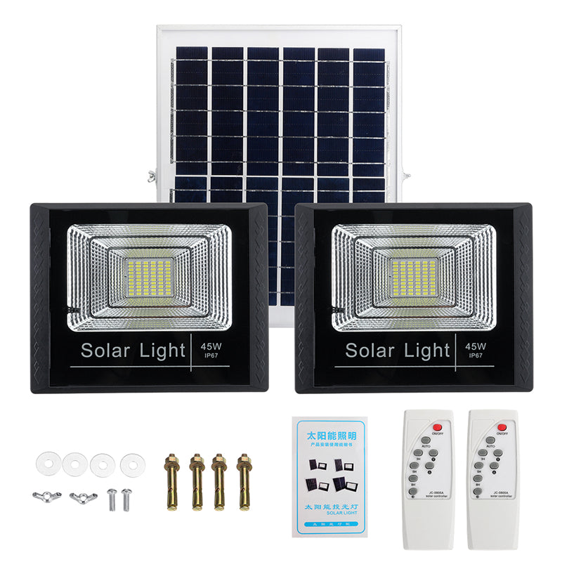 10W 25W 45W 65W Solar Panel with 2 Wall Lights Waterproof Remote Control Flood Light Park Yard Garden Driveway