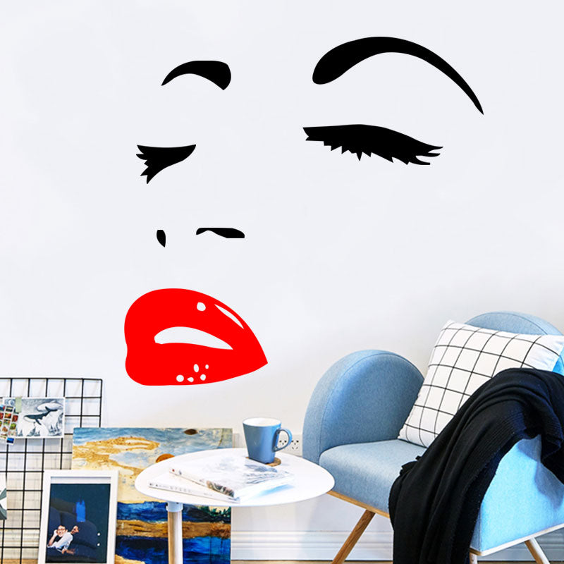 Miico FX1258 Red Lip Beauty Girl Wall Sticker Wall Art Home Decoration Stiker