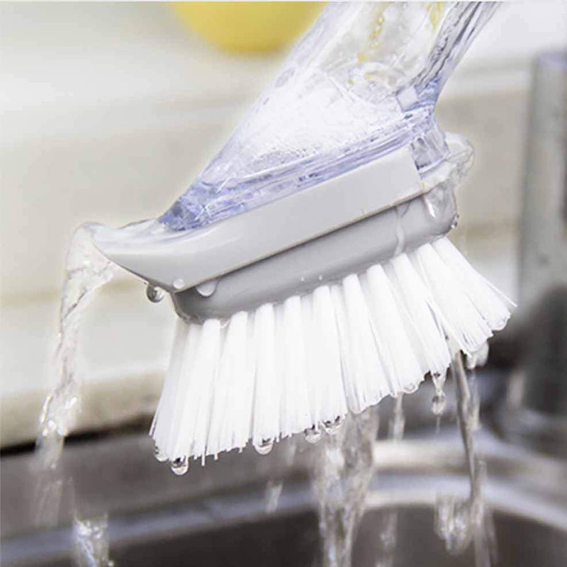 Automatic Liquid-filled Sponge Dishwashing Cleaning Brush Handle Pot + 3 Brush Head