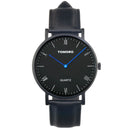 TOMORO TM0818 Fashion Leather Strap Large Dial Blue Pointer Ultra-thin Men Watch Quartz Watch