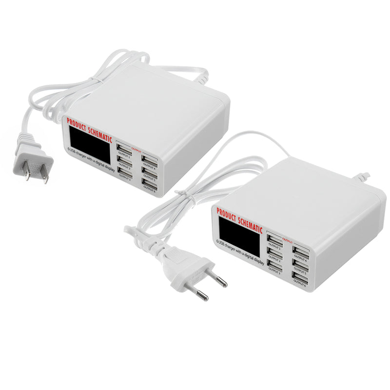 40W 6 Ports USB Intelligent Charger LCD Screen Desktop Intelligent Charging Station Charge