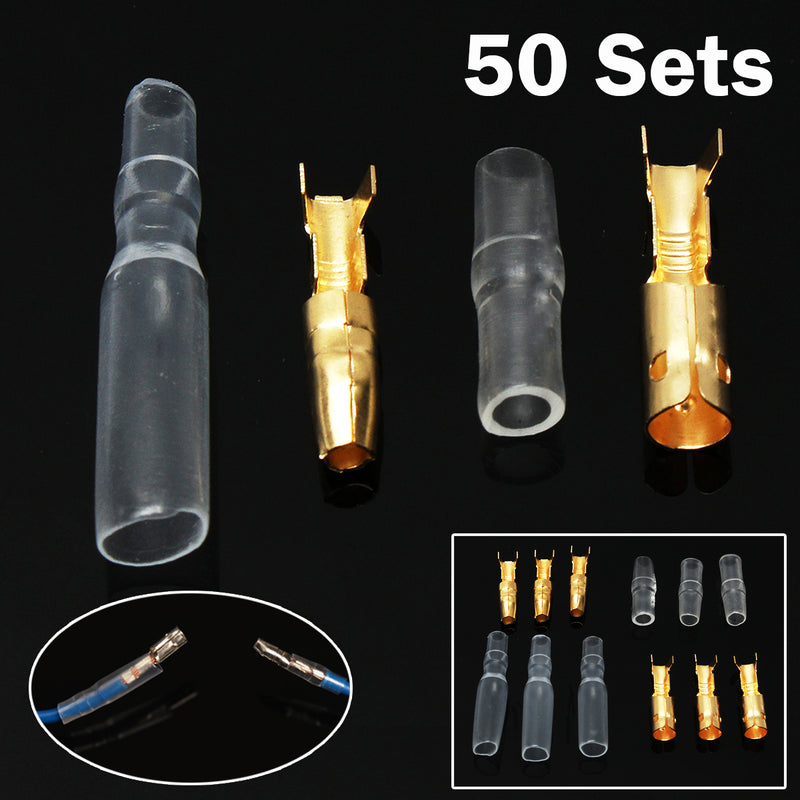 50 Sets 3.9mm Male & Female Motorcycle Bullet Connector Socket Classic Terminals
