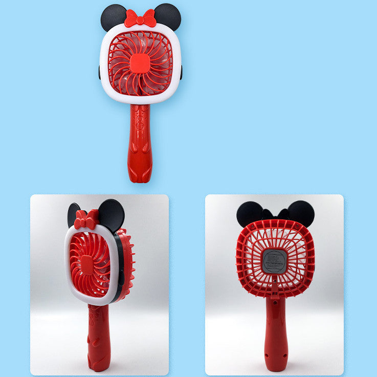 2 in 1 U16 2Modes USB Rechargeable Kitty & Mickey Mini LED Fan TableLight Portable Flashlight