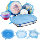 6PCS Silicone Microwave Freezer Fresh Covers Bowl Pan Stretch Spill Lid Stopper Cover Can Opener