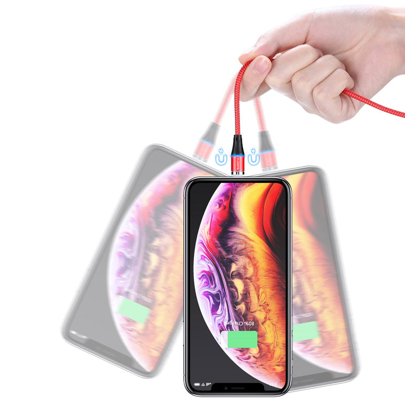 Floveme 3A Micro USB LED Indicator Magnetic Fast Charging Data Cable For Huawei Xiaomi Mi4 Redmi 7A Redmi 6Pro OUKITEL Y4800