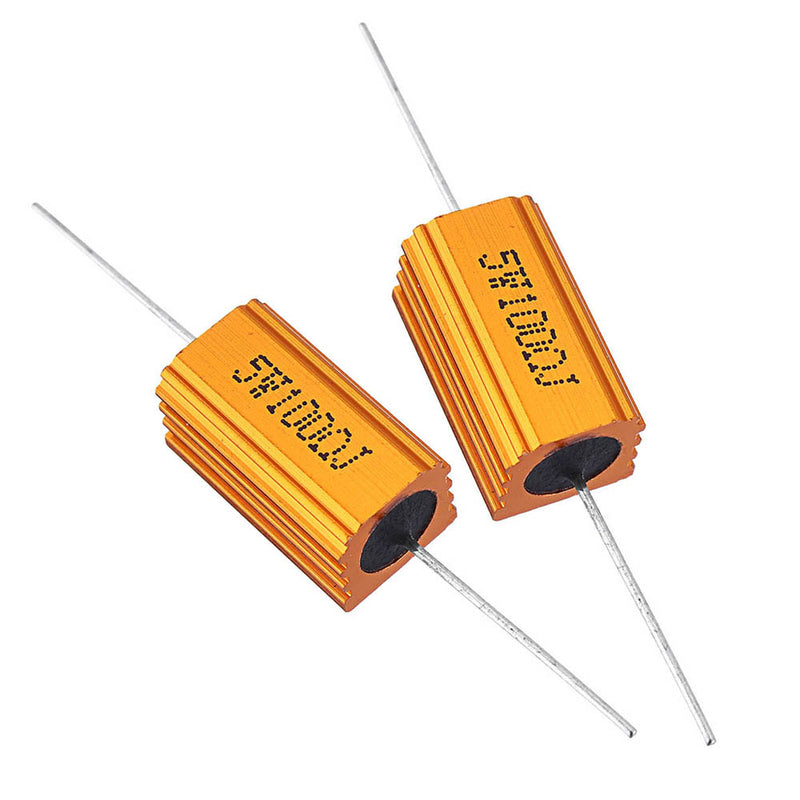 6pcs RX24 5W 100R 100RJ Metal Aluminum Case High Power Resistor Golden Metal Shell Case Heatsink Resistance Resistor