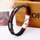 Punk Leather Bracelets Woven Wax Rope Retro Winding Multilayer Gift Bracelet for Men