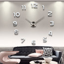 Large 3D Number Mirror Wall Sticker DIY Home Decor Big Watch Art Clock Wall Clock