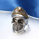 Cool Skull Head Adjustable Finger Ring Vintage Double Eagle Ring for Men