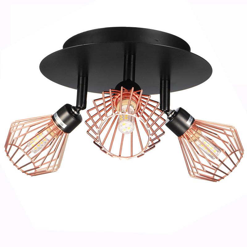 3 Way Ceiling light Modern G9 Copper Cage industrial Pendant Lamp Shade Spotlight Home Decorations
