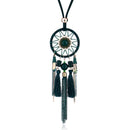 Ethnic Tassels Pendant Long Necklace Dream Net Velvet Chain Charm Necklace Vintage Jewelry for Women