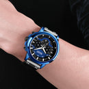 MEGIR 2080 24Hours Chronograph Luminous Hands Waterproof Leather Sports Quartz Watch Men Wristwatch