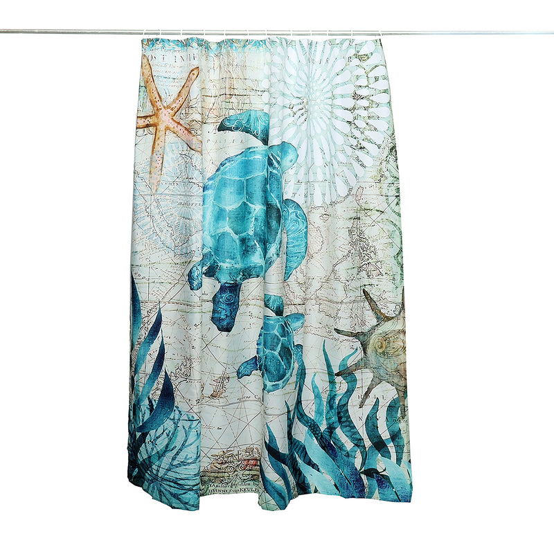 3D Bathroom Shower Curtain Polyester Waterproof Turtle Home With Hooks