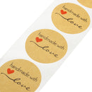500PCS Kraft Paper Handmade With Love Sticker DIY Gifts Wrap Cookies Packaging Sticker