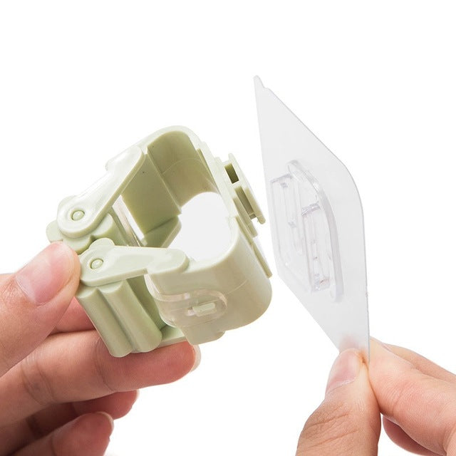 Bathroom bathroom wall mounted broom hanger mop clip nail-free multi-function seamless mop holder storage mop hook