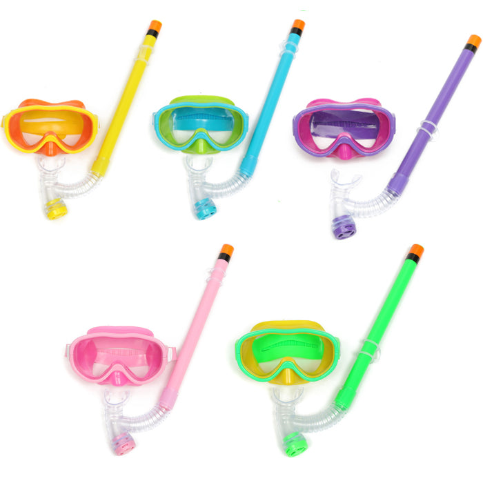 Children Professional Silicone Diving Goggles Set Glasses Mask Swimming Diving Snorkel Breathing Tub