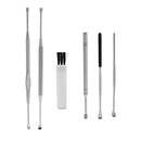 6pcs Stainless Steel Earwax Cleaner Ear Wax Removal Earpick Curette Ear Picker Kit + Plastic Storage Box Case Set