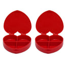 2pcs Red Heart Shaped Pill Organizer Vitamin Case Travel Medicine Storage Jewelry Container with Adjustable Compartment