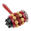Wooden Roller Massage Knock Hammer - Back Arm Neck Knock Comb Massager - Long Handle