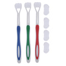 Pack of 3pcs, 3 Sided Deep Clean Whitening Soft Toothbrushes with 4 Brush Heads Replacement