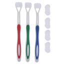 Pack of 3pcs, 3 Sided Deep Clean Whitening Soft Toothbrushes with 4 Brush Heads Replacement