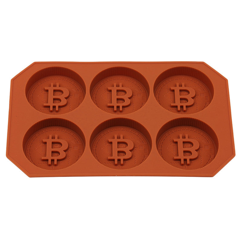 6 Grids Bitcoin Design Silicone Ice Cube Tray DIY Chocolate Cookies Biscuit Baking Ice Mold Maker