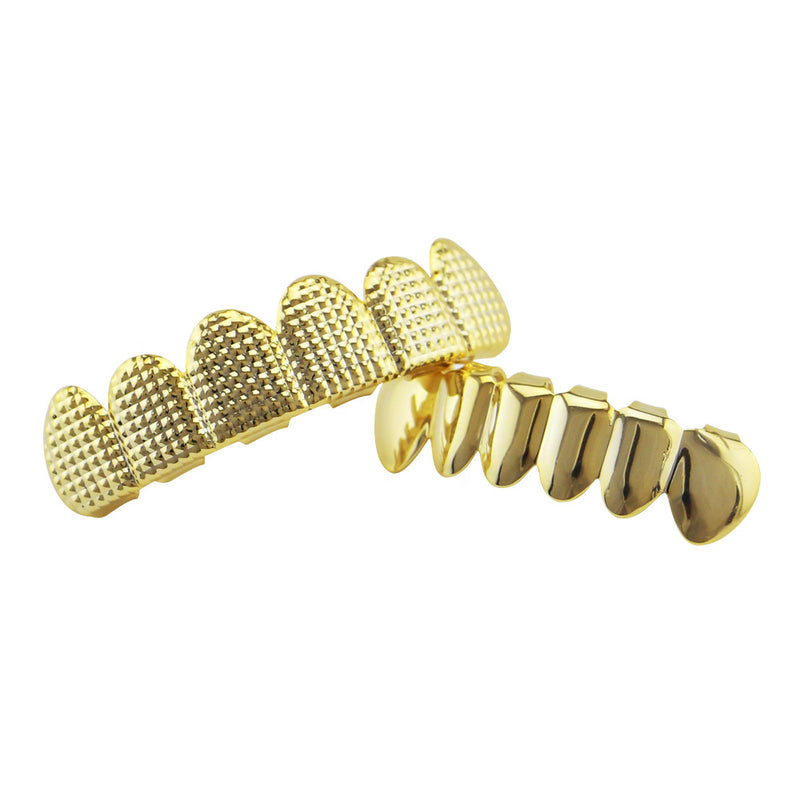 4 Colors Three-dimensional Lattice Stripe Metal Braces Geometric Glossy Braces Grillz Teeth Jewelry