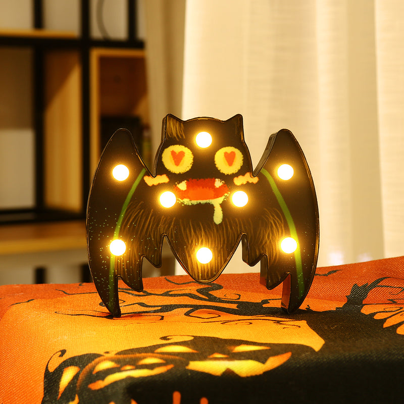 Halloween LED Holiday Light Battery Operated Funny Pumpkin Spider Bat Skeleton Lamp Party Decor