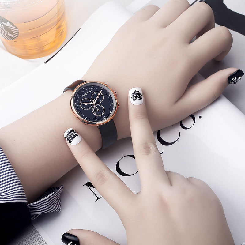 REBIRTH RE203 Casual Style Women Wrist Watch Decorative Little Dials Quartz Watch