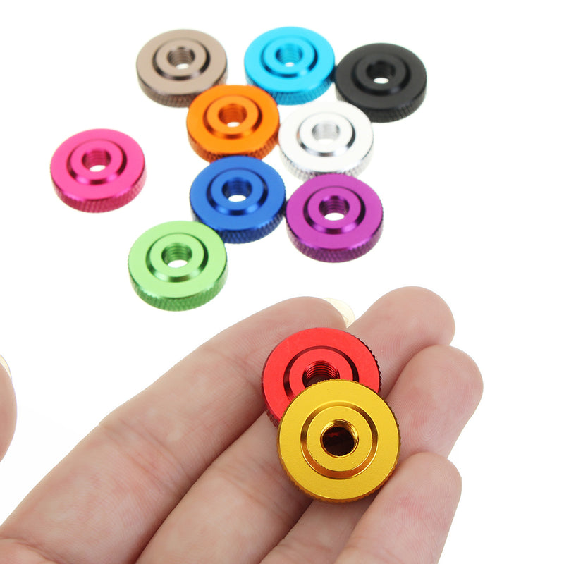 Suleve M6AN2 10Pcs M6 Knurled Thumb Nut w/ Collar Screw Spacer Washer Aluminum Alloy Multicolor