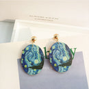 Retro Style Starry Sky Ear Drop Earring Printed Baroque Temperament Girl Earring